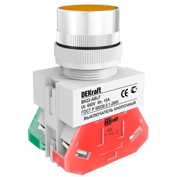 Dekraft Выключатель кноп. с фикс. ABF D22 жел. 220В ВK-22