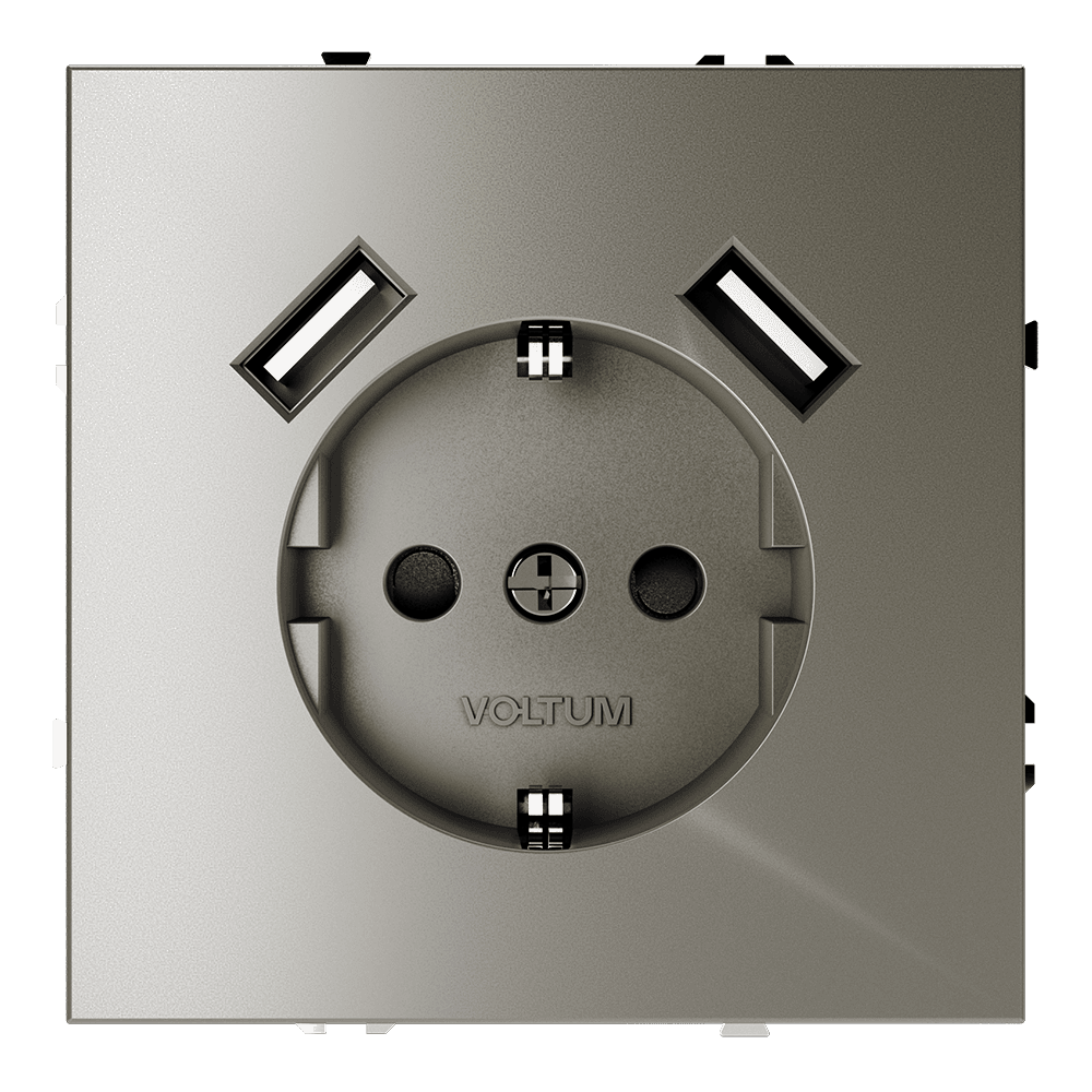 Voltum S70 Шелк Розетка с/з со шторками с USB A+A