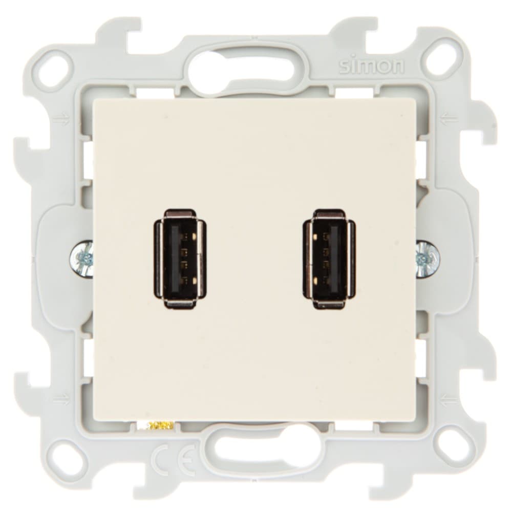 Simon 24 Слоновая кость Коннектор 2хUSB 2.0 тип A 2411090-031 — миниатюра 1