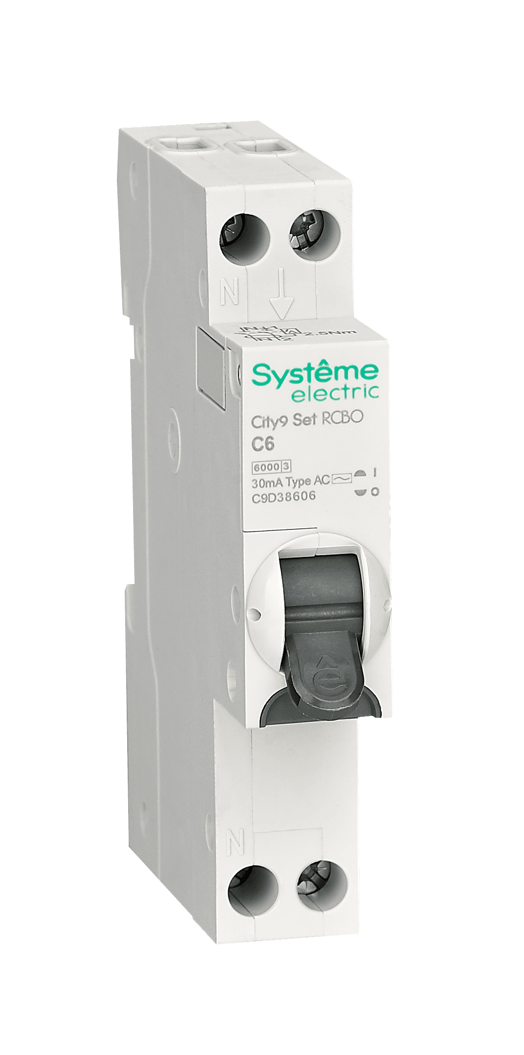 Systeme Electric City9 АВДТ 1П+Н C6 6000A 30мА AC 18мм
