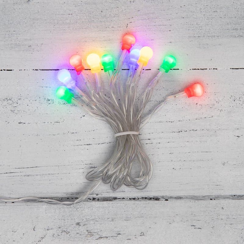 NEON-NIGHT Гирлянда светодиодная «Шарики» 1.5 м, 10 LED, прозрачный ПВХ, цвет свечения мультиколор, 2 х АА (батарейки не в комплекте) 303-092