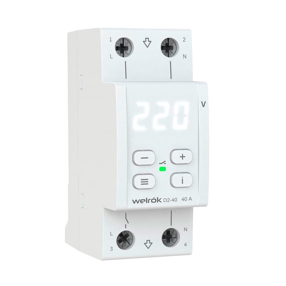 Welrok D2-40 Реле напряжения 40 А (max 50 A) 8 800 ВА, 3х клеммные — миниатюра 11