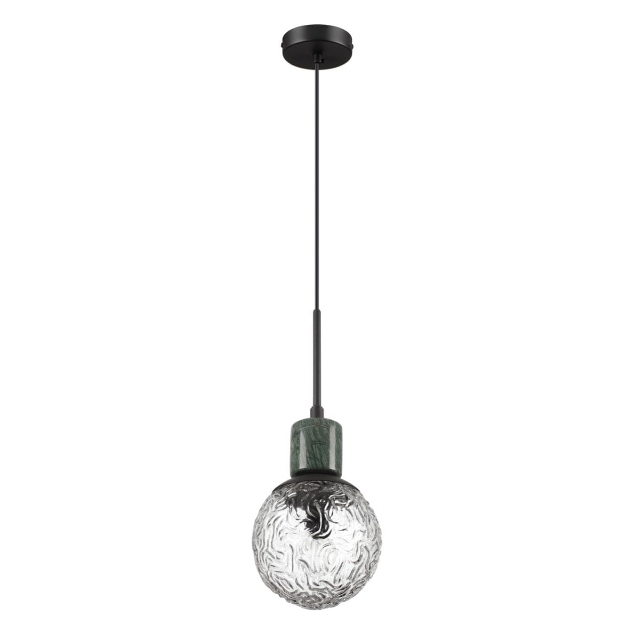 Odeon Light 5026/1 MODERN ODL23 389 черный матовый/темно-зеленый/прозрачный металл/мрамор/стекло Подвес E14 1*40W GREENI — миниатюра 1
