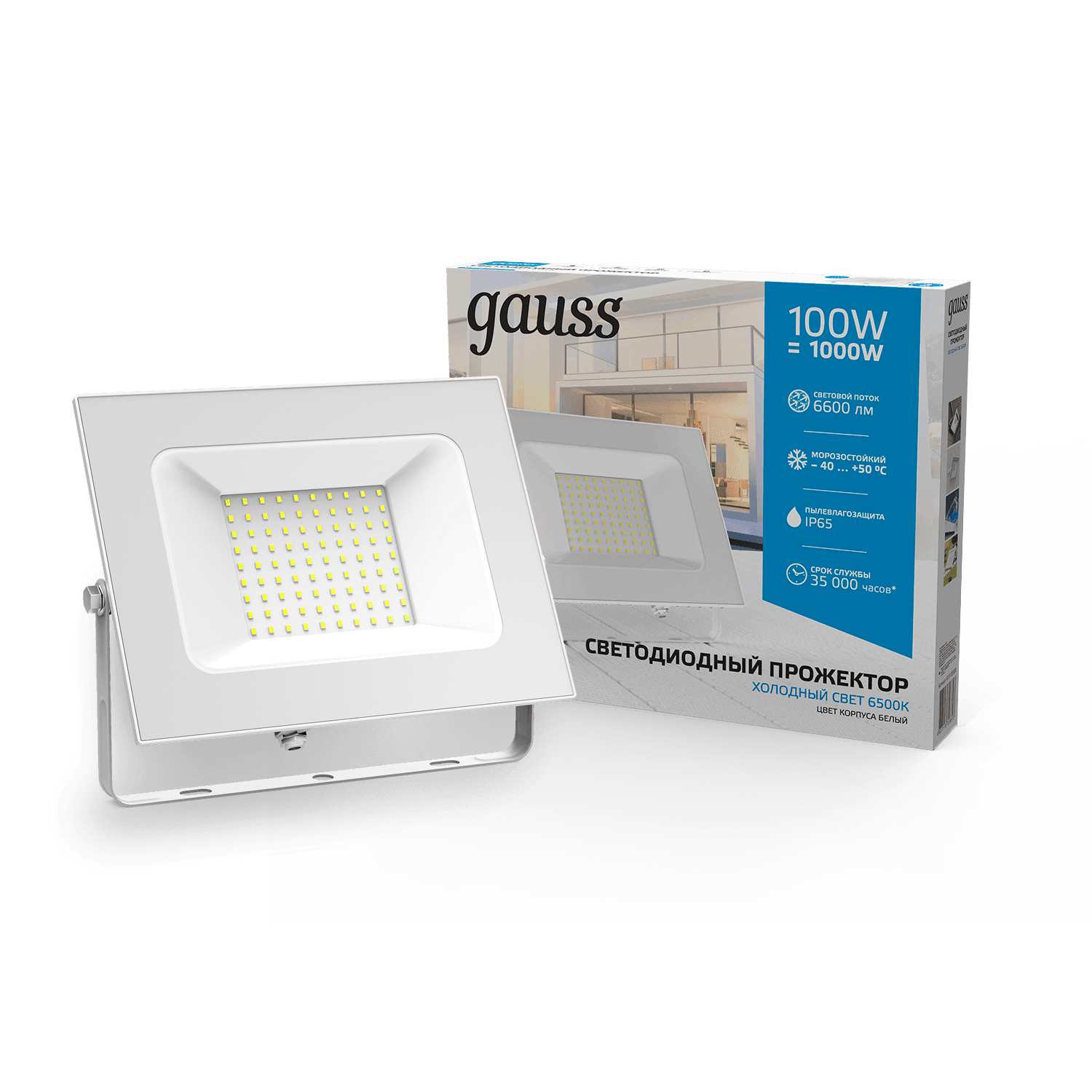 Gauss Прожектор Elementary 100W 9500lm 6500K 175-265V IP65 белый LED 613120300 — миниатюра 2