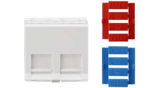 Hyperline SIP3A-2K-M45-45 Вставка угловая 45x45 (аналог Mosaic) для 2х модулей Кeystone Jack, со шторками 426180