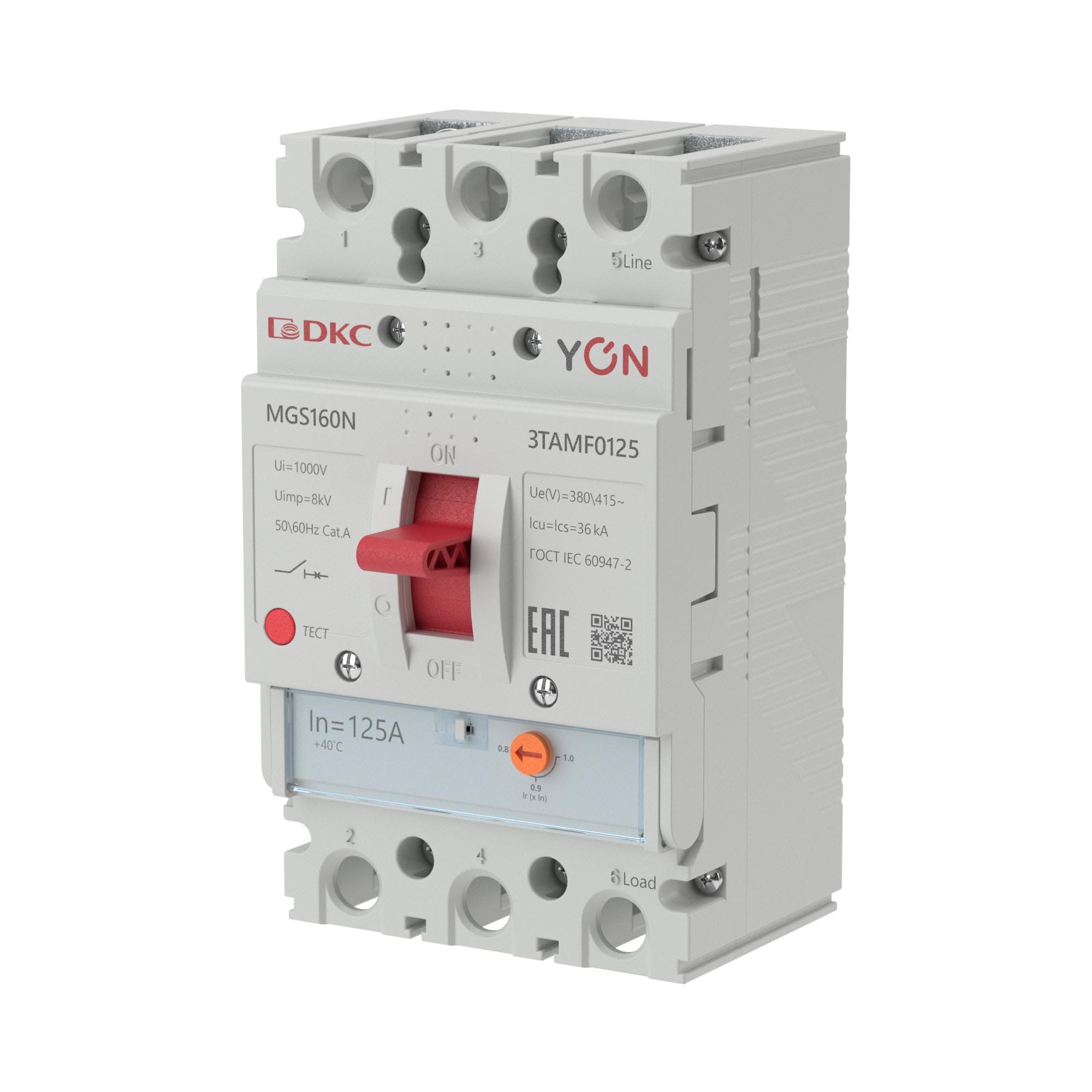DKC Авт. выкл. YON MGS160 3P 100-125A 36kA — миниатюра 1