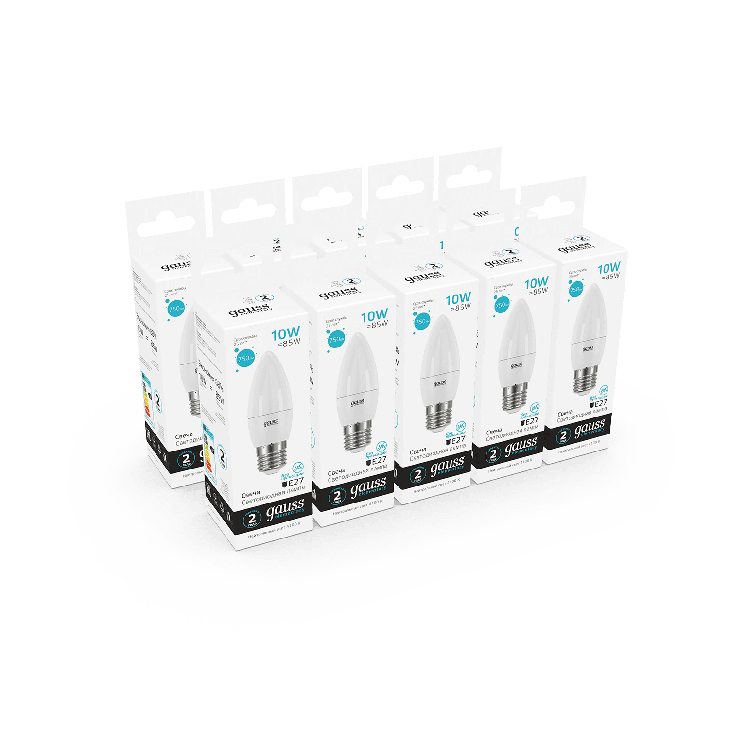 Gauss Лампа Elementary Свеча 10W 750lm 4100K E27 LED 30220 — миниатюра 4