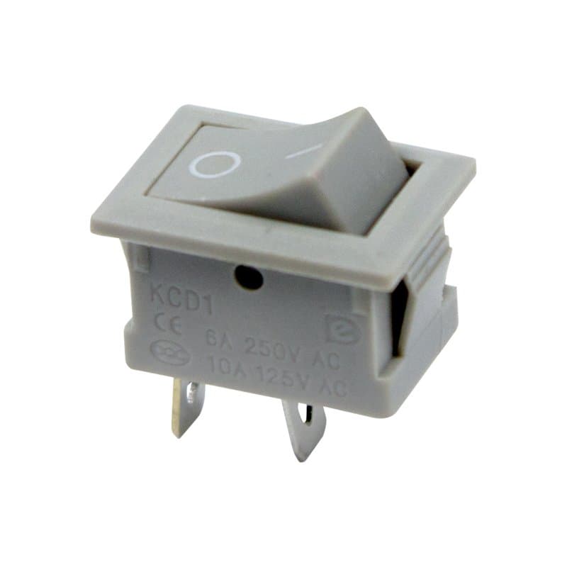 Выключатель клавишный 250V 6А (2с) ON-OFF серый Mini Rexant 36-2113