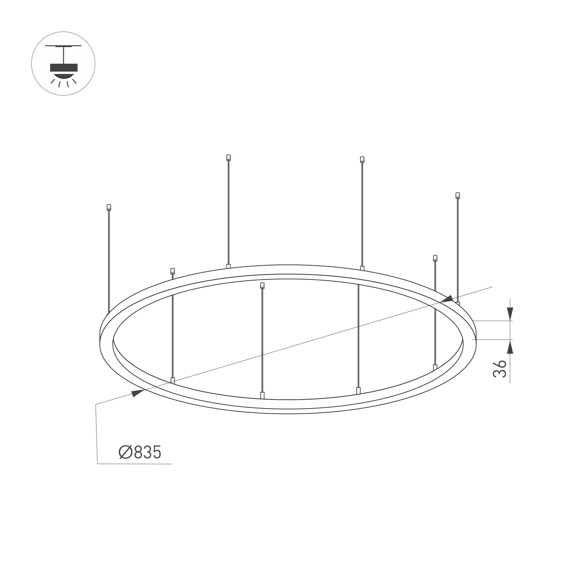 Arlight Светильник SP-LINE-HANG-ARC-O3535-D800-65W Day4000 (BLACK, 230V) (Металл) 034007(2) — миниатюра 2