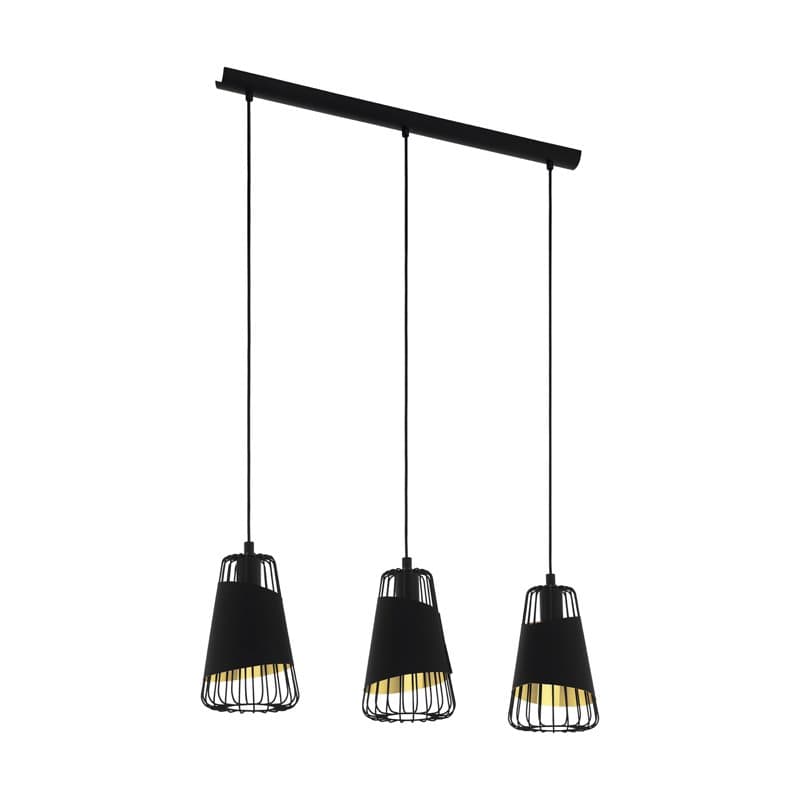 Eglo 49448 Подвес AUSTELL, 3х60W (E27), L765, B165, H1100, сталь, черный/текстиль, черный, золотой
