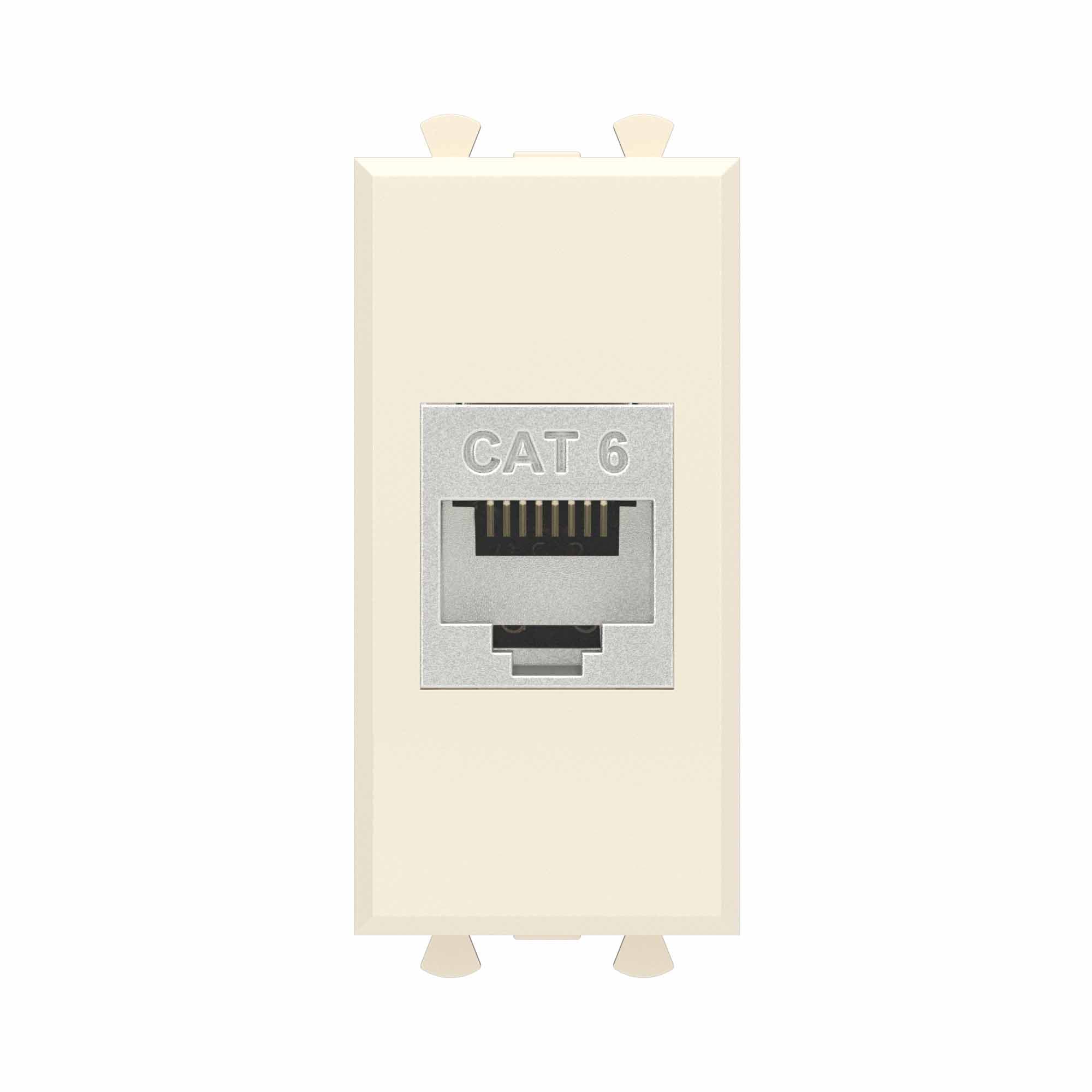 DKC Компьютерная розетка RJ-45 без шторки модульная, кат.6 экранированная, "Avanti", "Ванильная дымка", 1 модуль