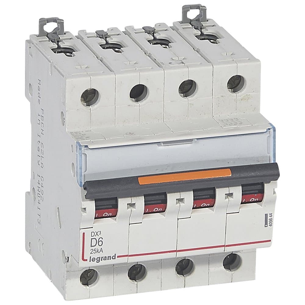 Legrand DX3 Автоматический выключатель 4P 6A (D) 25кА 409844