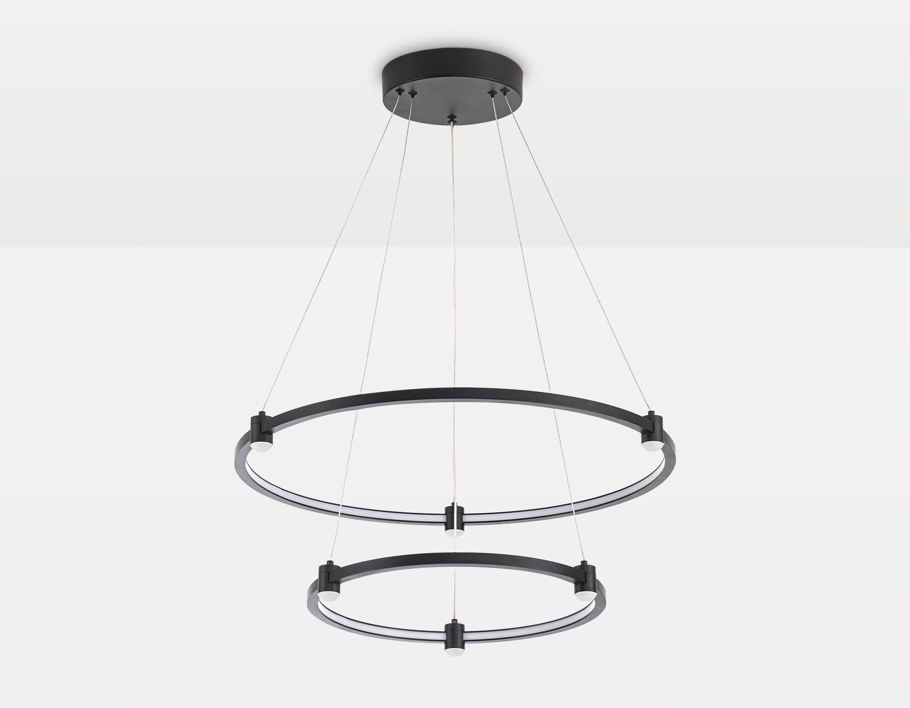 Ambrella Светильник подвесной светодиодный FL5506/2+6 BK черный 45W 3000K/4200K/6400K D600/400*1300 (без ПДУ) — миниатюра 6