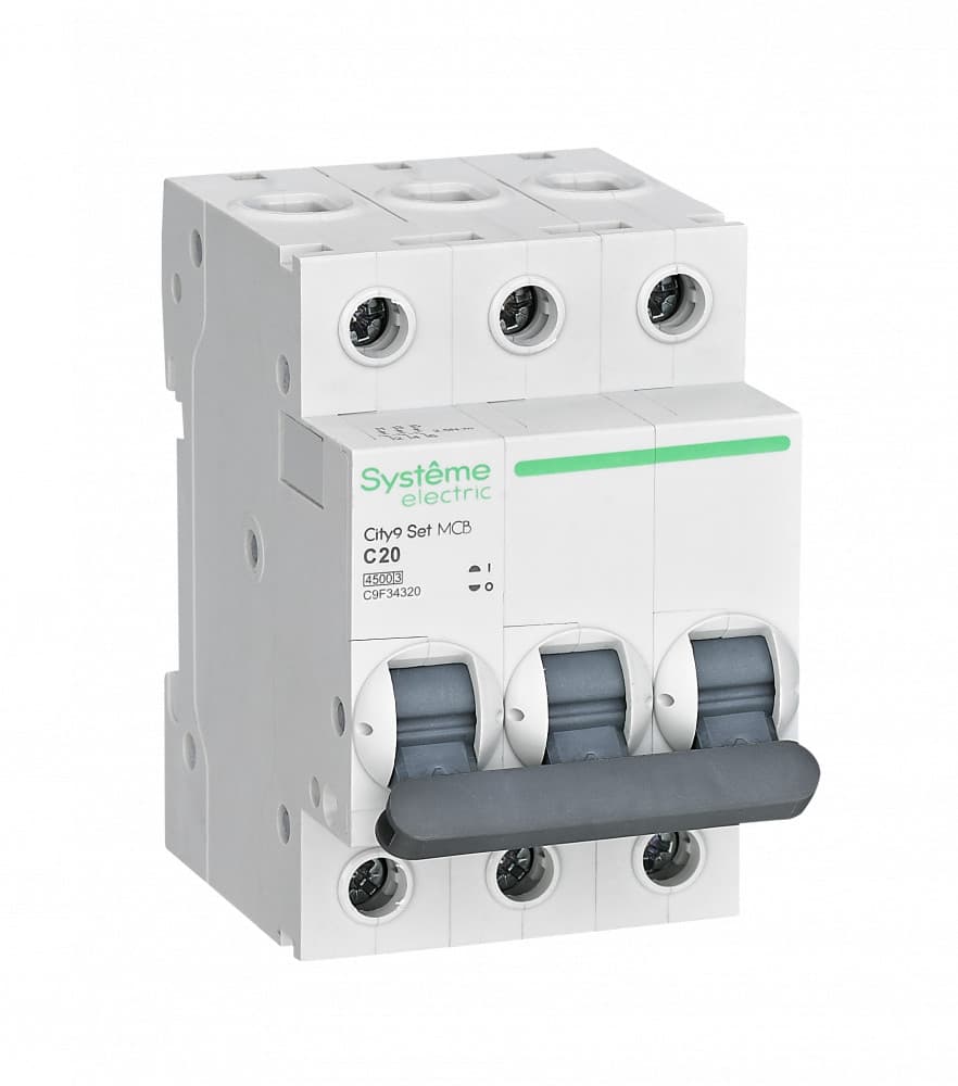 Systeme Electric City9 Set Автоматический выключатель (АВ) С 20А 3P 4.5kA 400В C9F34320