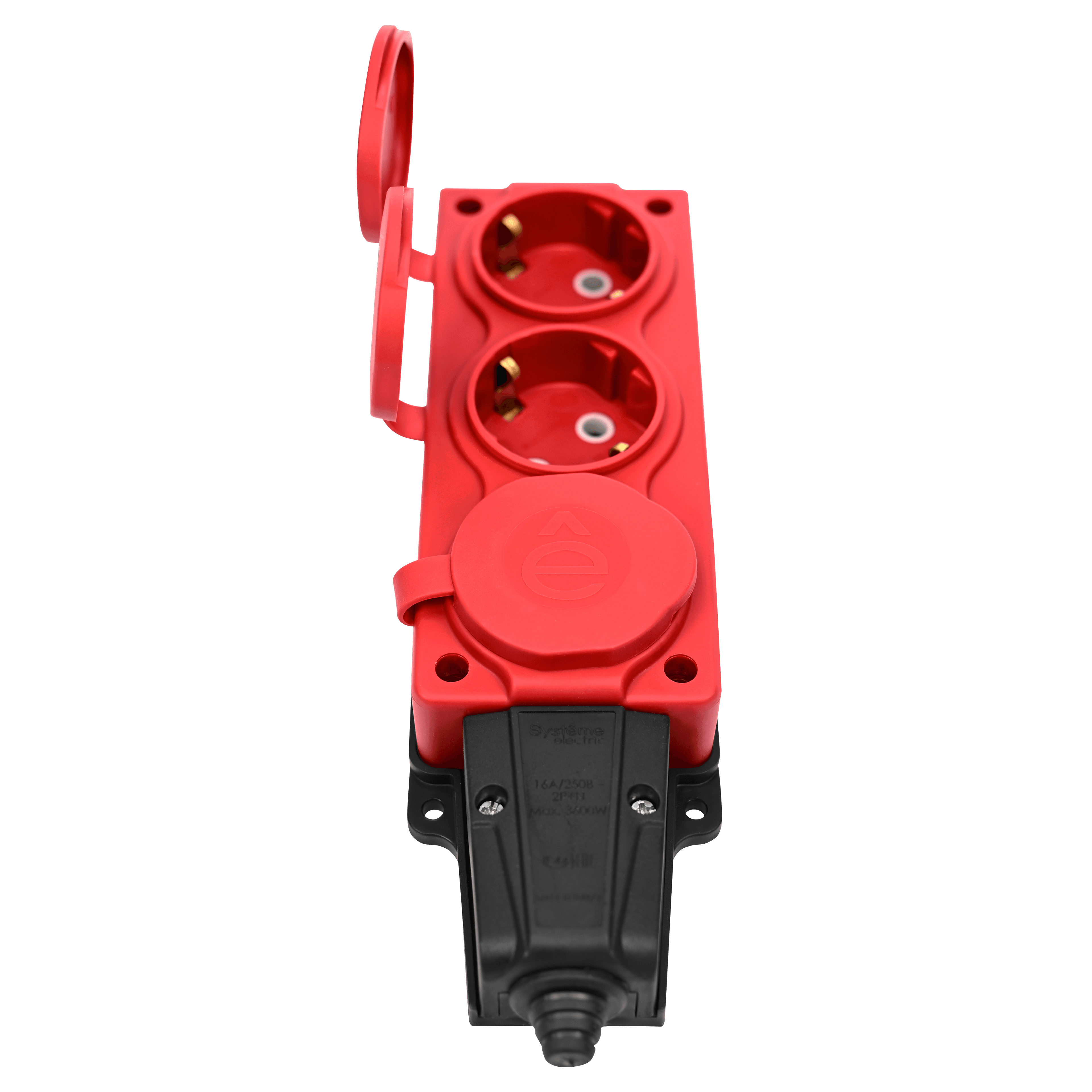 Systeme Electric MultiSet Красная Колодка 3х розетка 2К+З каучуковая 16А/250В IP44 — миниатюра 2