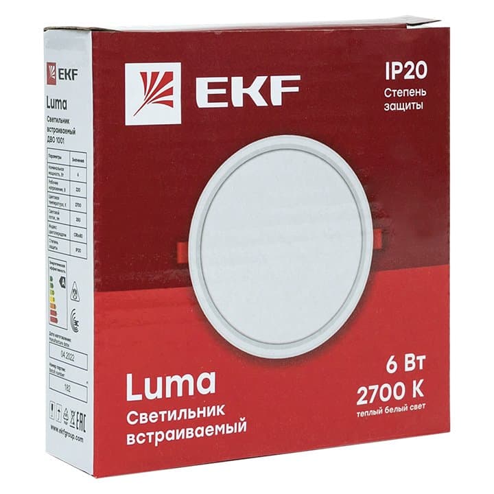 Светильник встраиваемый светодиодный ДВО 1001 6Вт 2700K IP20 EKF Basic DLL-1001-6-2700 — миниатюра 2