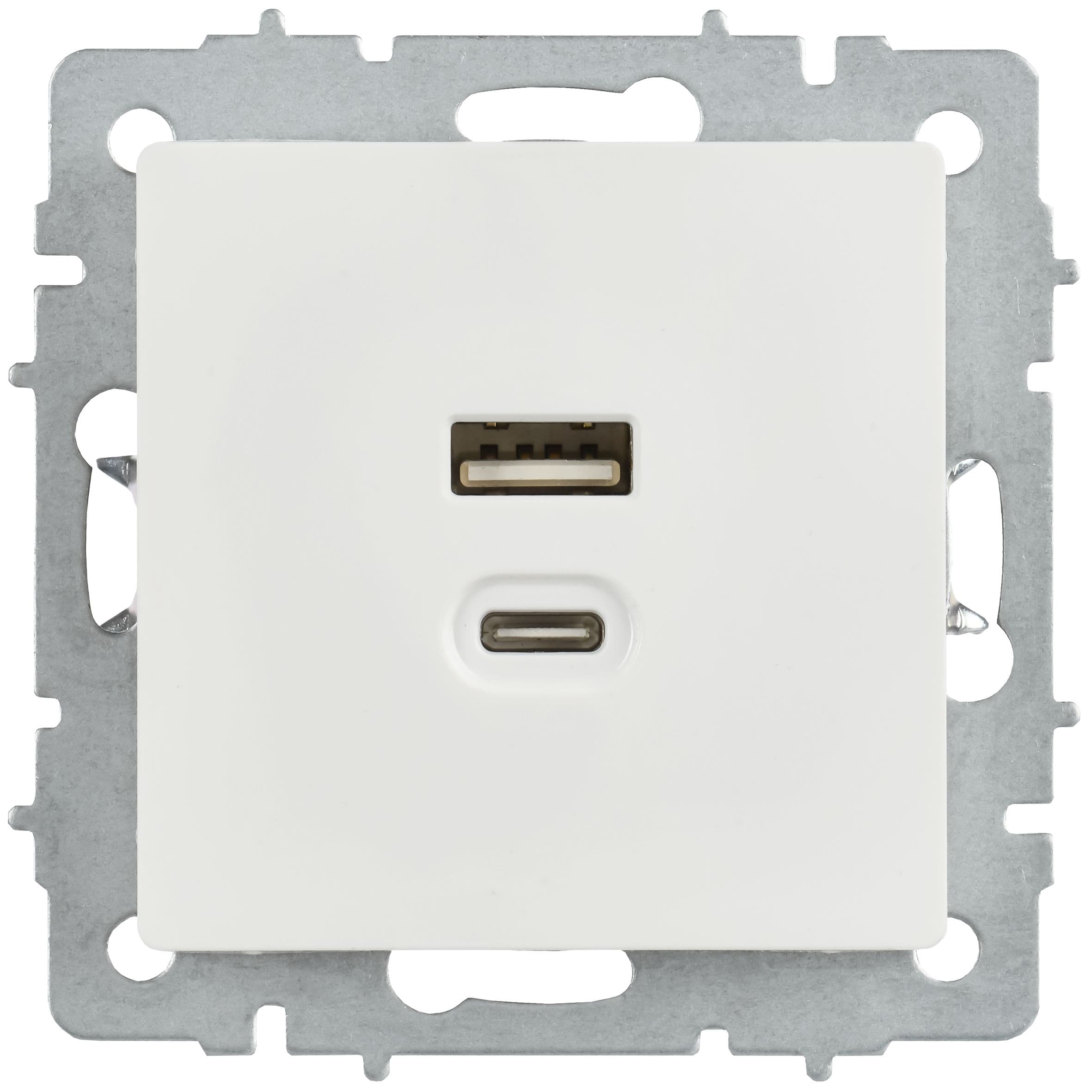 IEK BRITE Роз. USB A+C 45Вт высокоск. зар. РЮ11-2-БрБ бел. — миниатюра 2