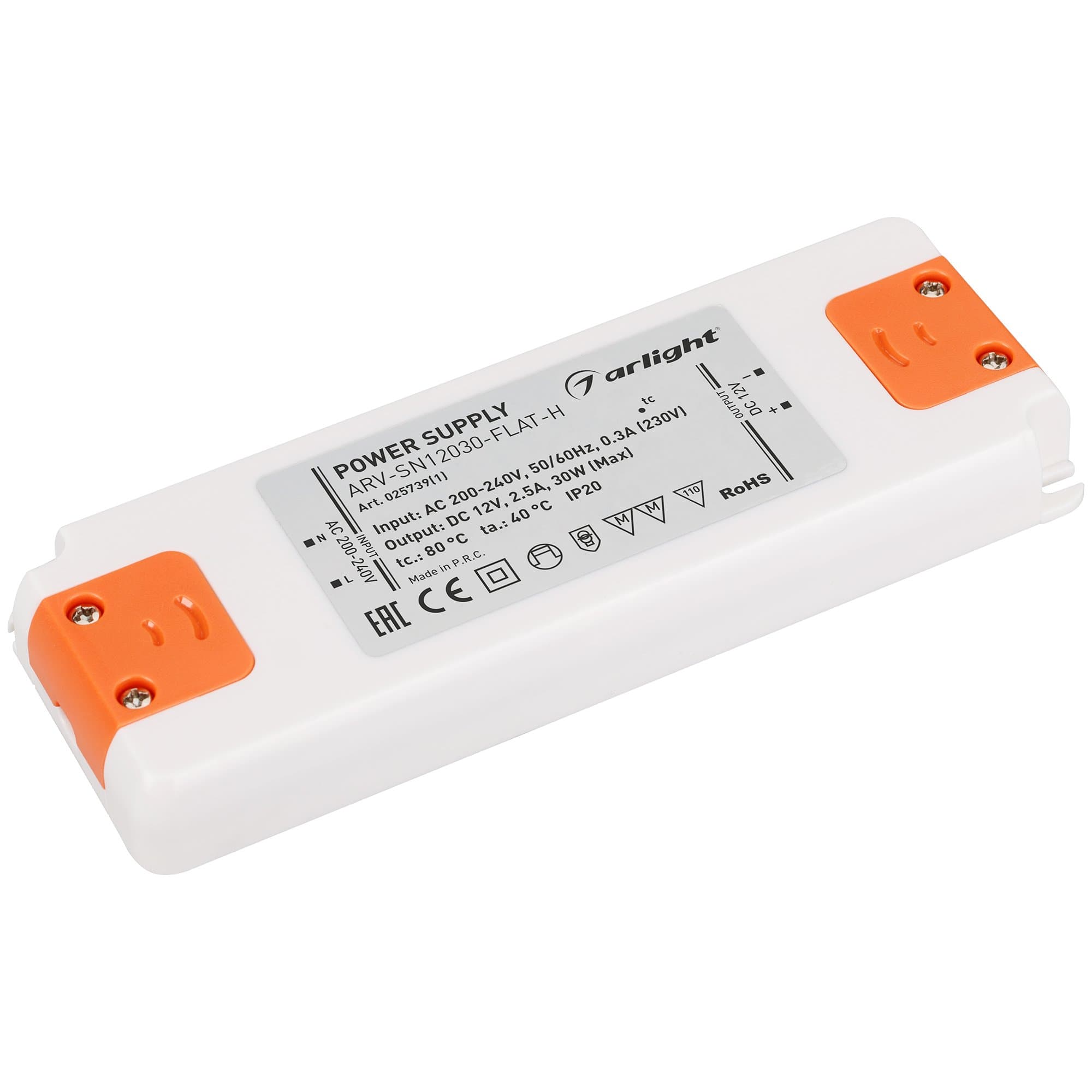Arlight Блок питания ARV-SN12030-FLAT-H (12V, 2.5A, 30W) (IP20 Пластик, 3 года) 025739(1)