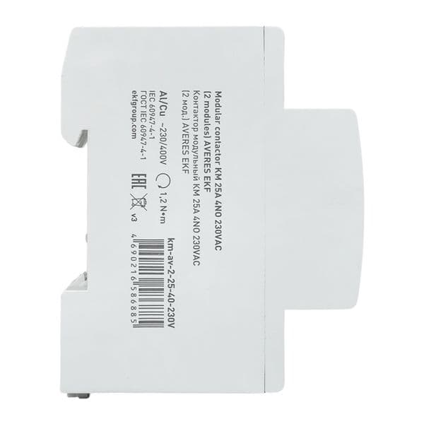 EKF Контактор модульный КМ 25А 4NO 230В АС (2 мод.) AVERES — миниатюра 4