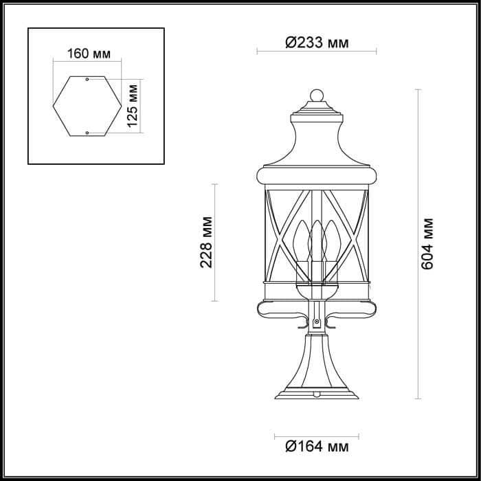 Odeon Light 4045/3B ODL18 709 черный/золотая патина Уличный светильник на столб IP44 E14 3*60W 220V SATION — миниатюра 3