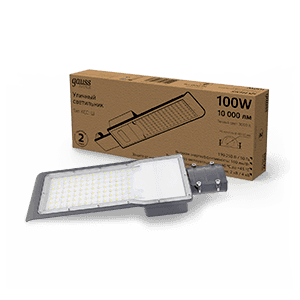 Gauss Светильник уличный Avenue 100W 10000lm 3000K 190-250V IP65 420*160*57мм черн КСС "Ш" LED 1/10 629534100