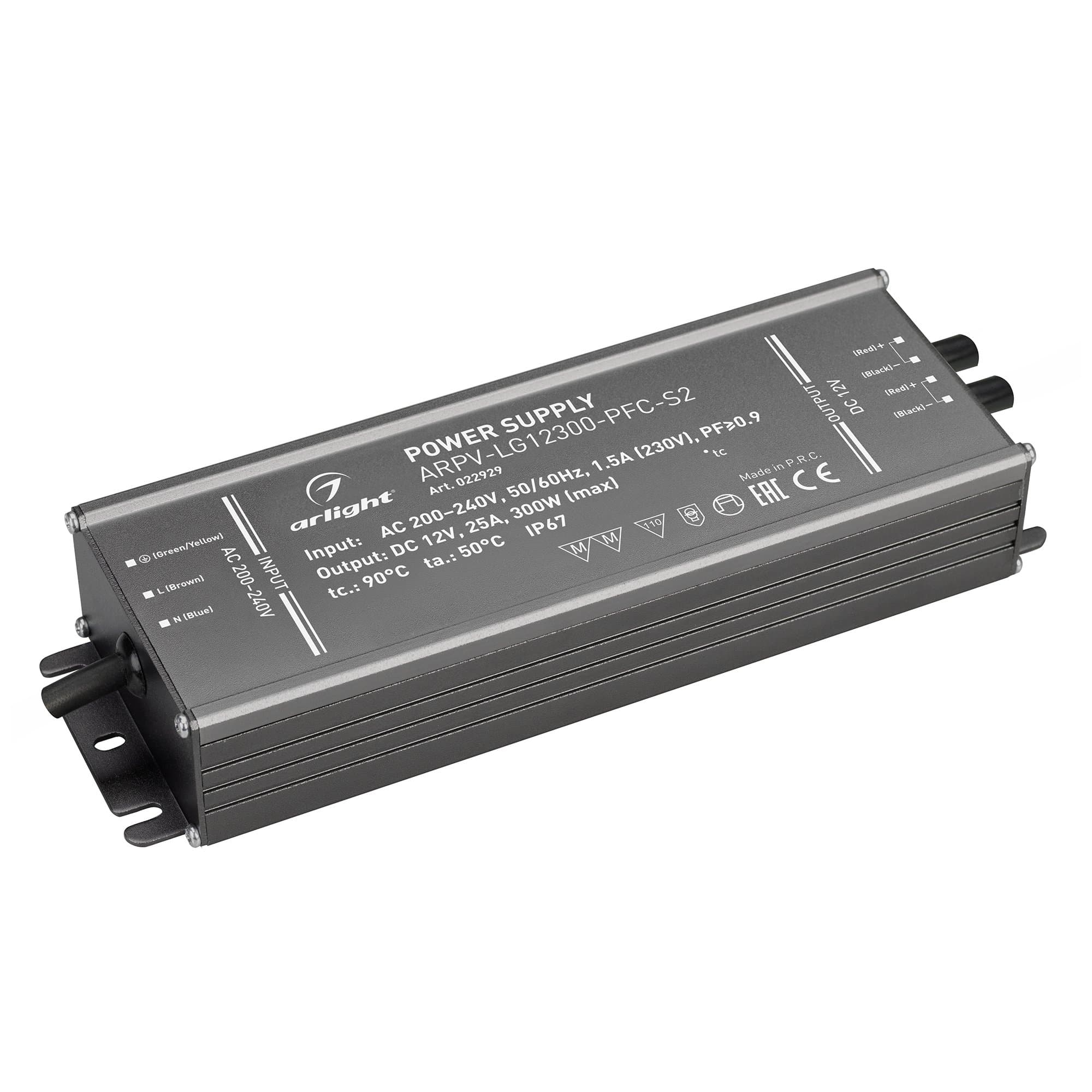 Arlight Блок питания ARPV-LG12300-PFC-S2 (12V, 25.0A, 300W) (IP67 Металл, 5 лет) 022929