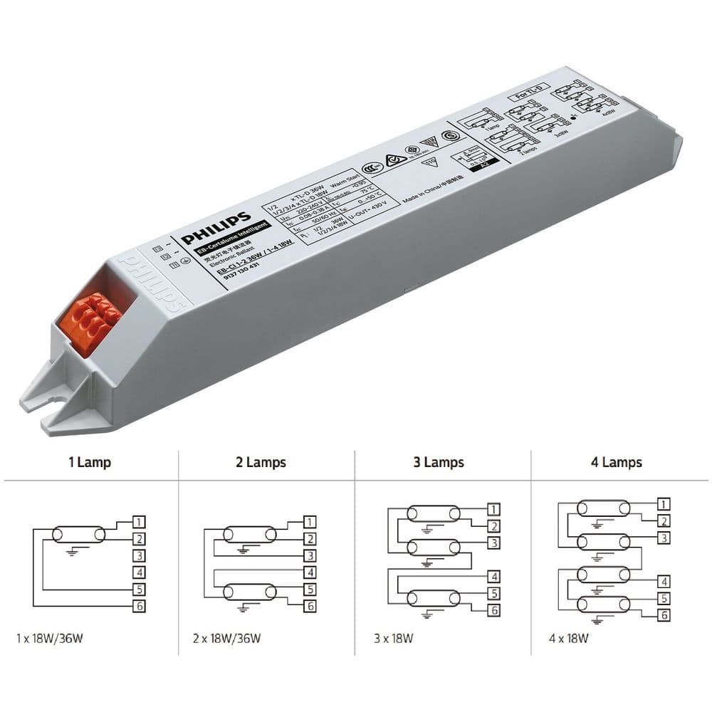 PH ЭПРА EB-Ci1-2 36W/1-4 18W220-240v50/60Hz 913713043180 — миниатюра 3