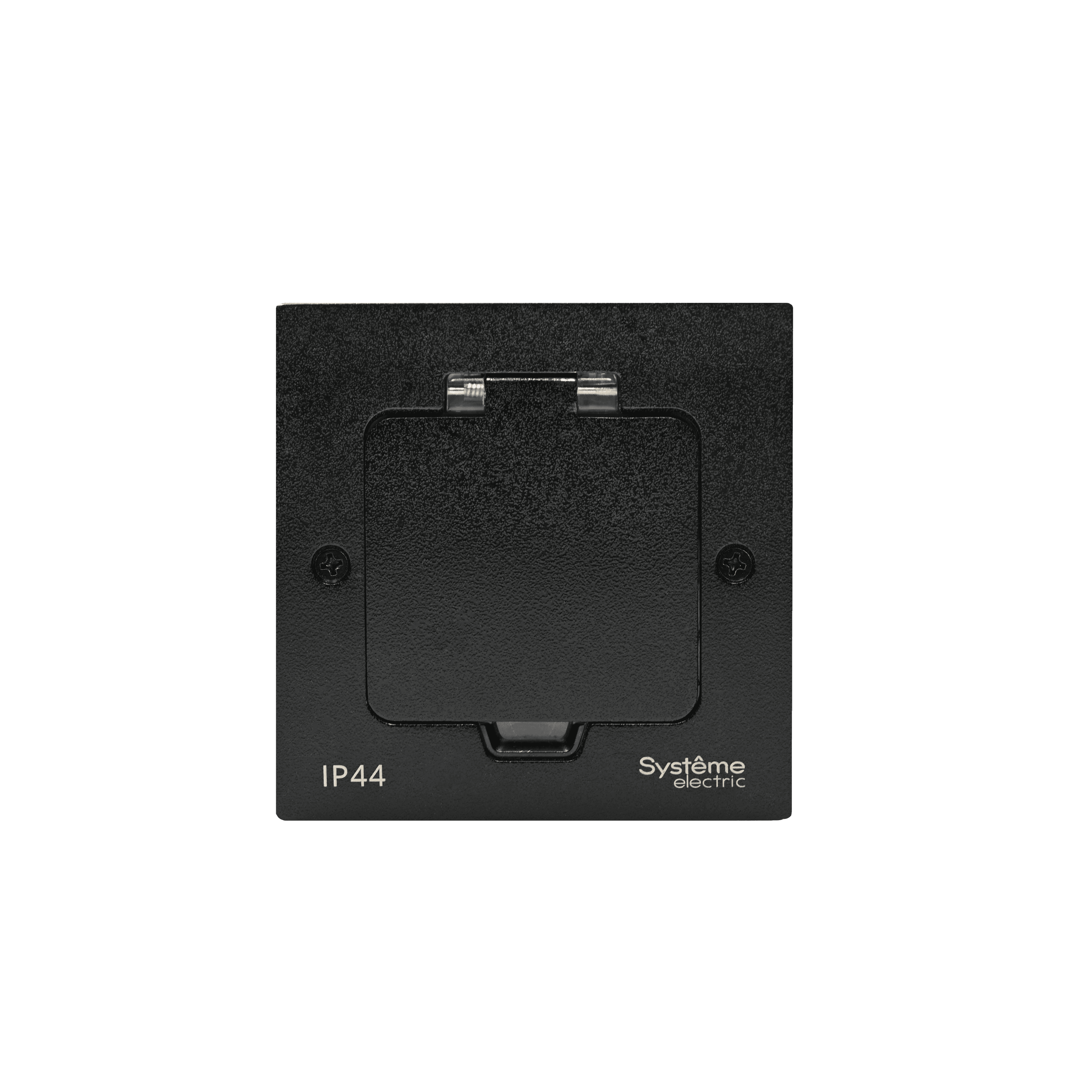 Systeme Elecrtic MultiDesk Чёрный матовый Лючок на 2 модуля IP44 с монтажной коробкой для стены, фальшпола, стола , тип MDK20 — миниатюра 3