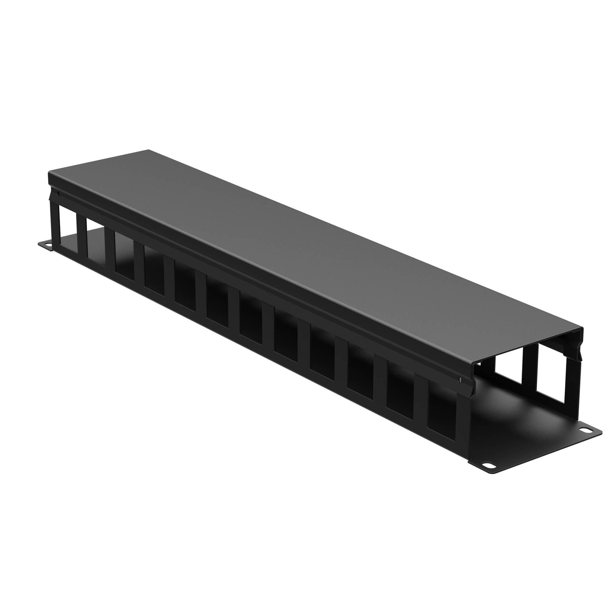 DKC Кабельный органайзер с крышкой 2U, глубина 60 мм, для 19" IT-корпусов, RAL9005 — миниатюра 1