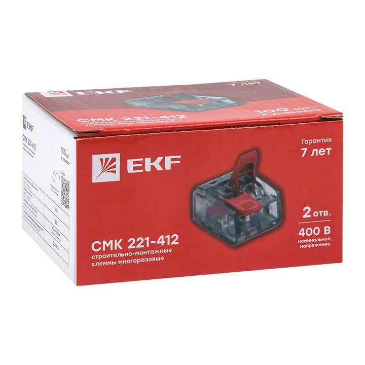 EKF PROxima Клемма СМК 221-412 2 отверстия 0.2-4.0 мм2 (100шт.) — миниатюра 2