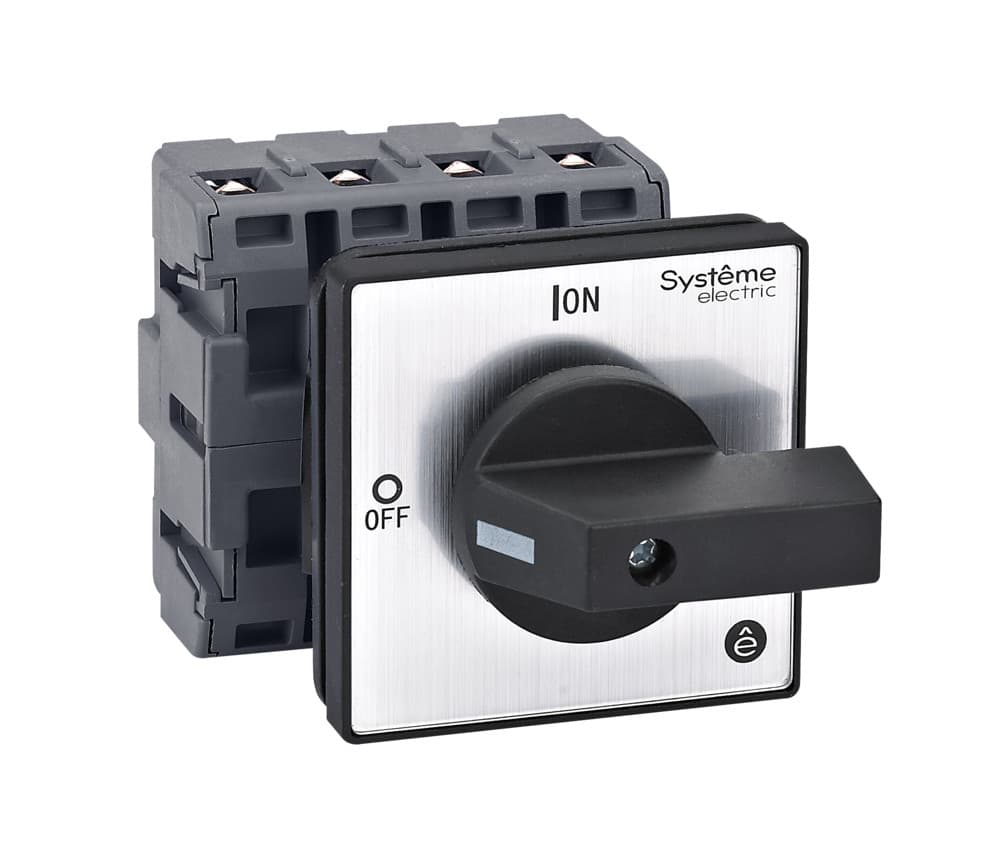 Systeme Electric Выключатель-разъединитель 4P 63A IP20 с чёрной рукояткой на дверцу 4 винтами