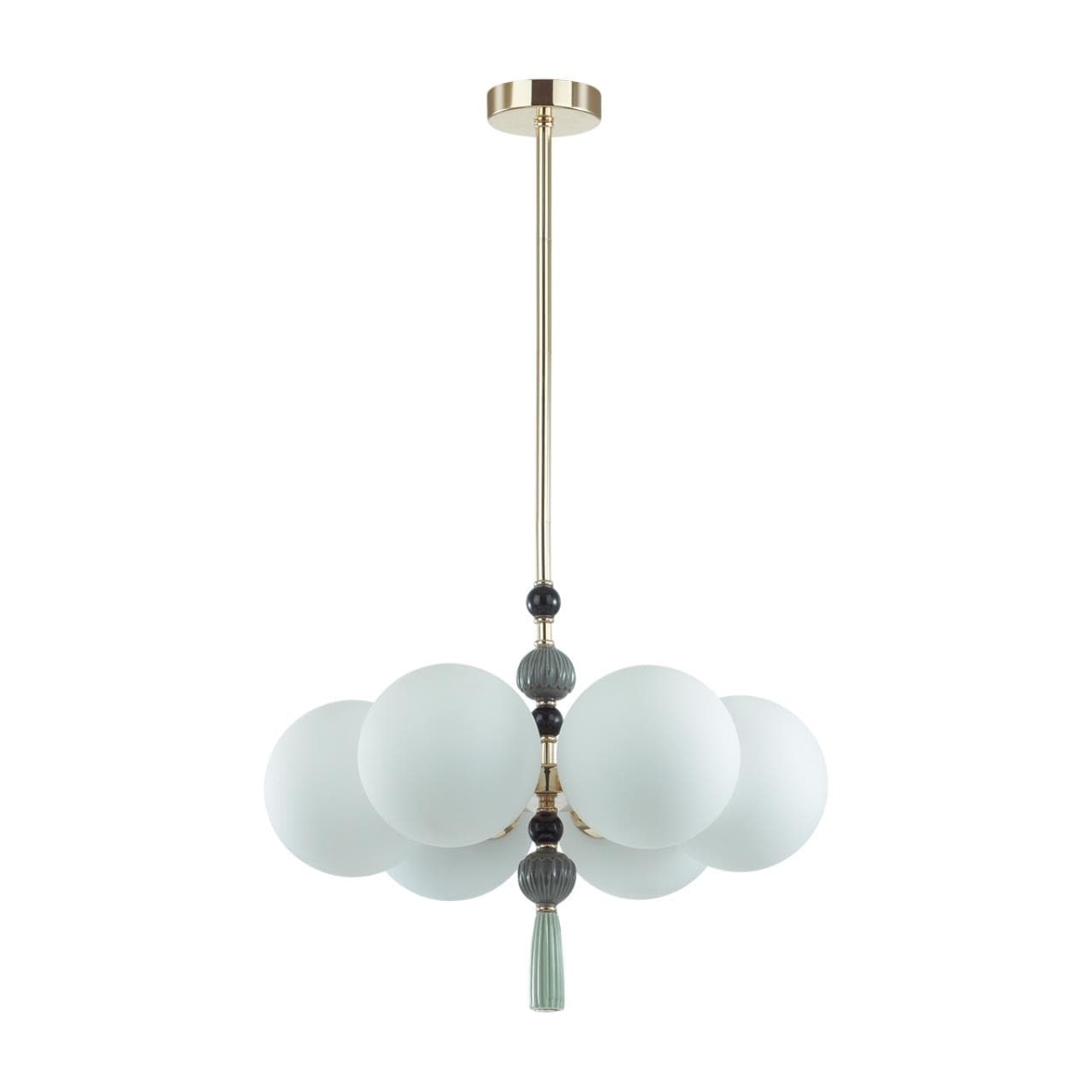 Odeon Light 5405/6 MODERN ODL_EX23 35 золотой/серый/зеленый/белый матовый металл/керамика/ткань Люстра E14 6*40W PALLE — миниатюра 1