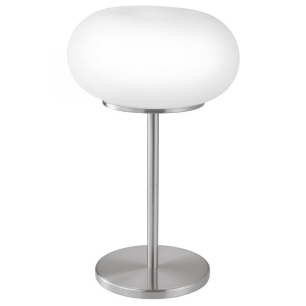 Eglo Лампа настольная OPTICA, 2X60W (E27), Ø280, H460, никель матовый/опаловое стекло, белый 86816 — миниатюра 1