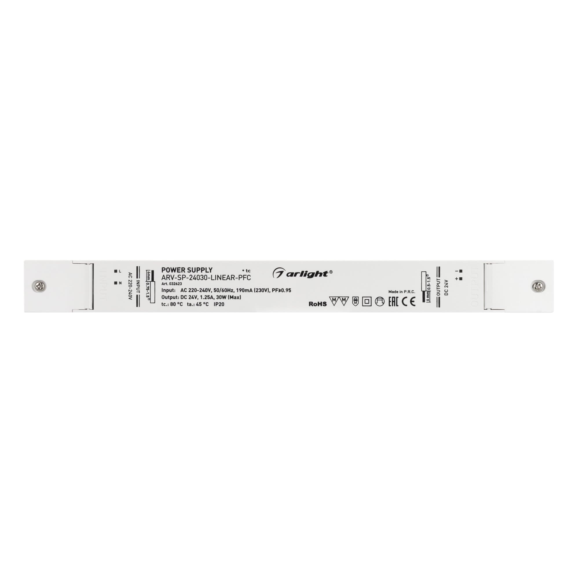 Arlight Блок питания ARV-SP-24030-LINEAR-PFC (24V, 1.25A, 30W) (IP20 Пластик, 5 лет) 032623 — миниатюра 2