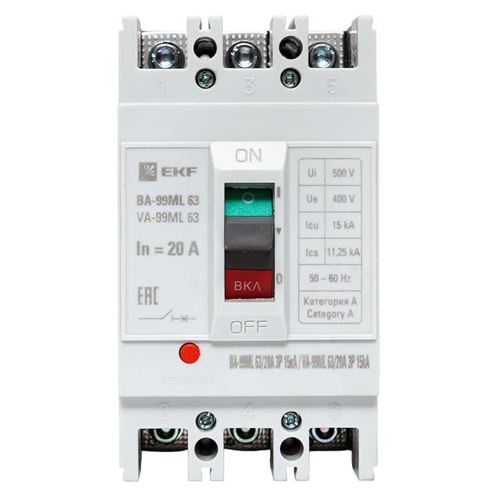 EKF Автоматический выключатель ВА-99МL 63/ 20А 3P 15кА Basic — миниатюра 8
