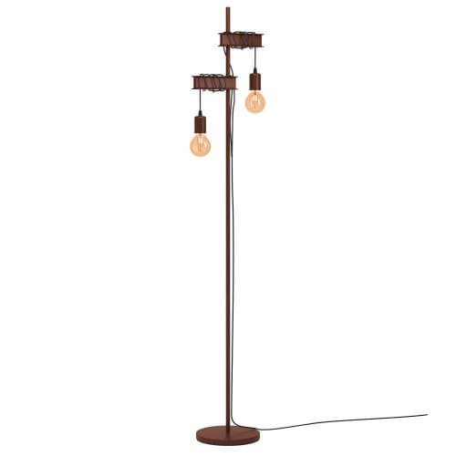 Eglo TOWNSHEND 4 Торшер TOWNSHEND 4, 2Х10W, E27, L260, B250, H1690, основание: Ø250, сталь, античный коричневый 43526