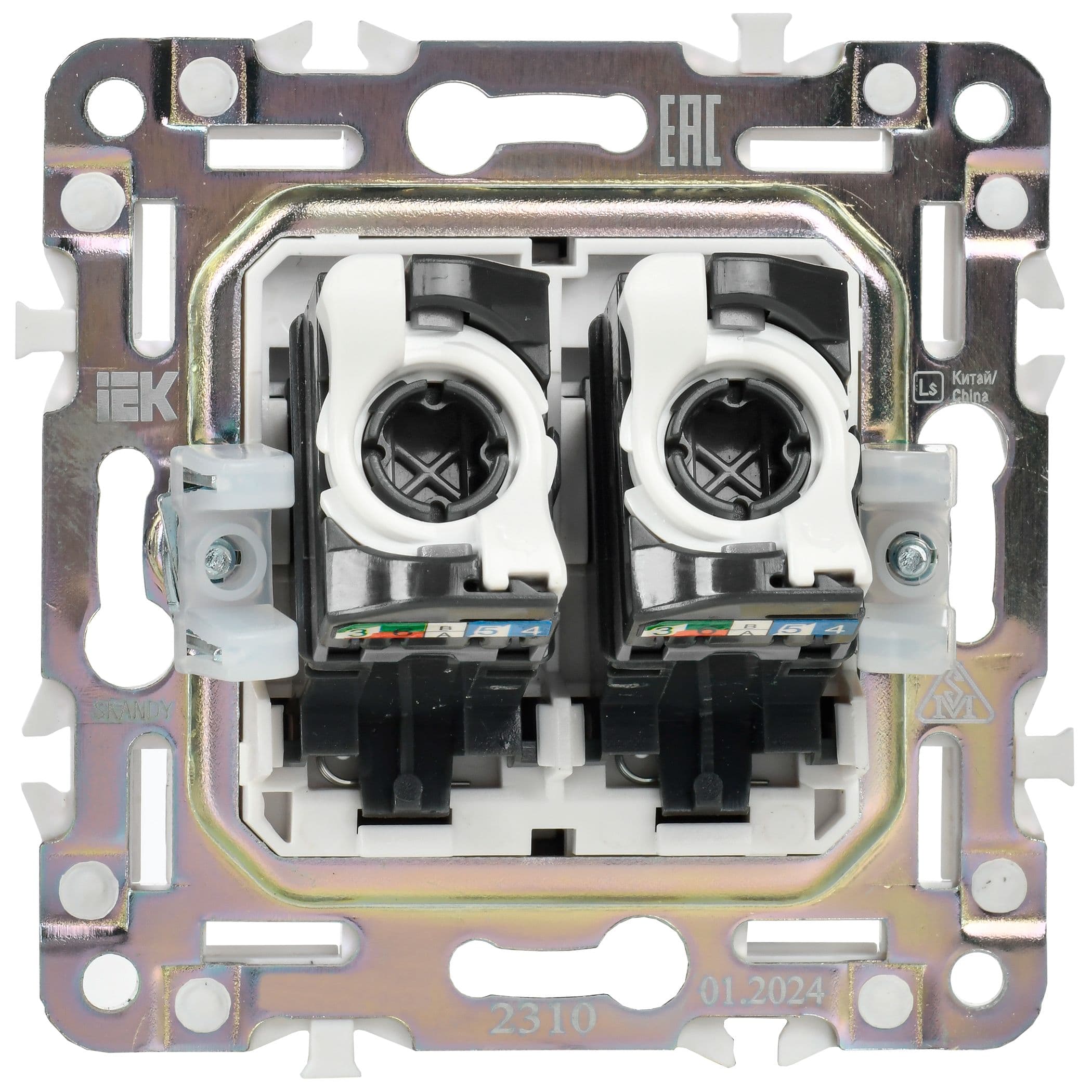 IEK SKANDY Никель Розетка компьютерная двойная RJ45 кат.5E SK-K03N — миниатюра 5