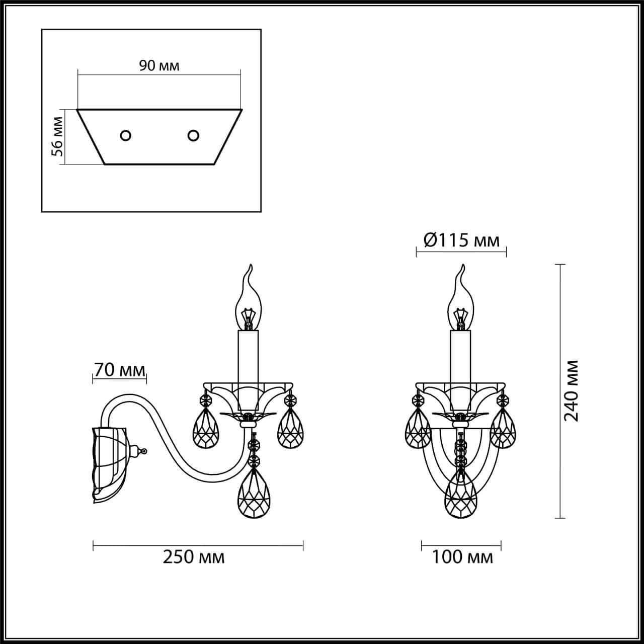 Odeon Light 4724/1W ODL20 495 золотой/хрусталь Бра E14 1*40W 220V KUVIA — миниатюра 5