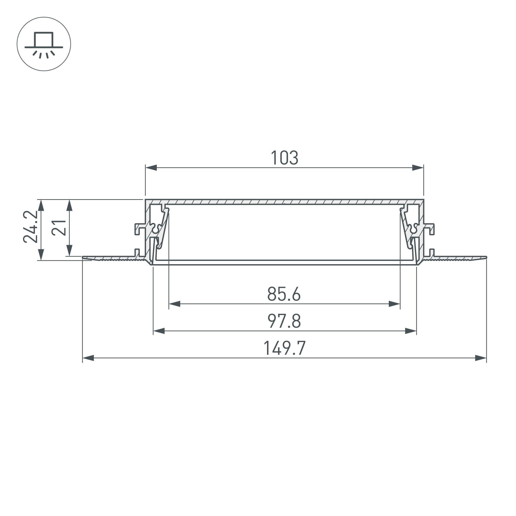 Arlight Профиль SL-LINIA97-FANTOM-2000 ANOD (Алюминий) 034987 — миниатюра 2