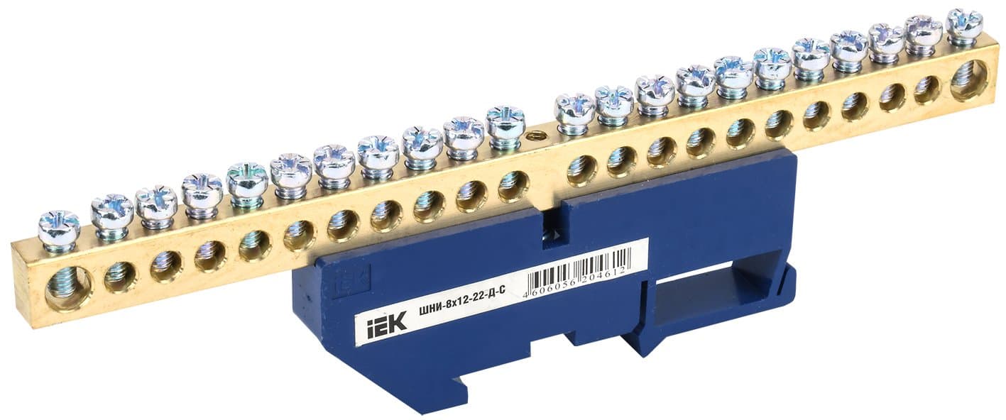 IEK Шина N ноль на DIN-изол ШНИ-8х12-22-Д-С — миниатюра 1