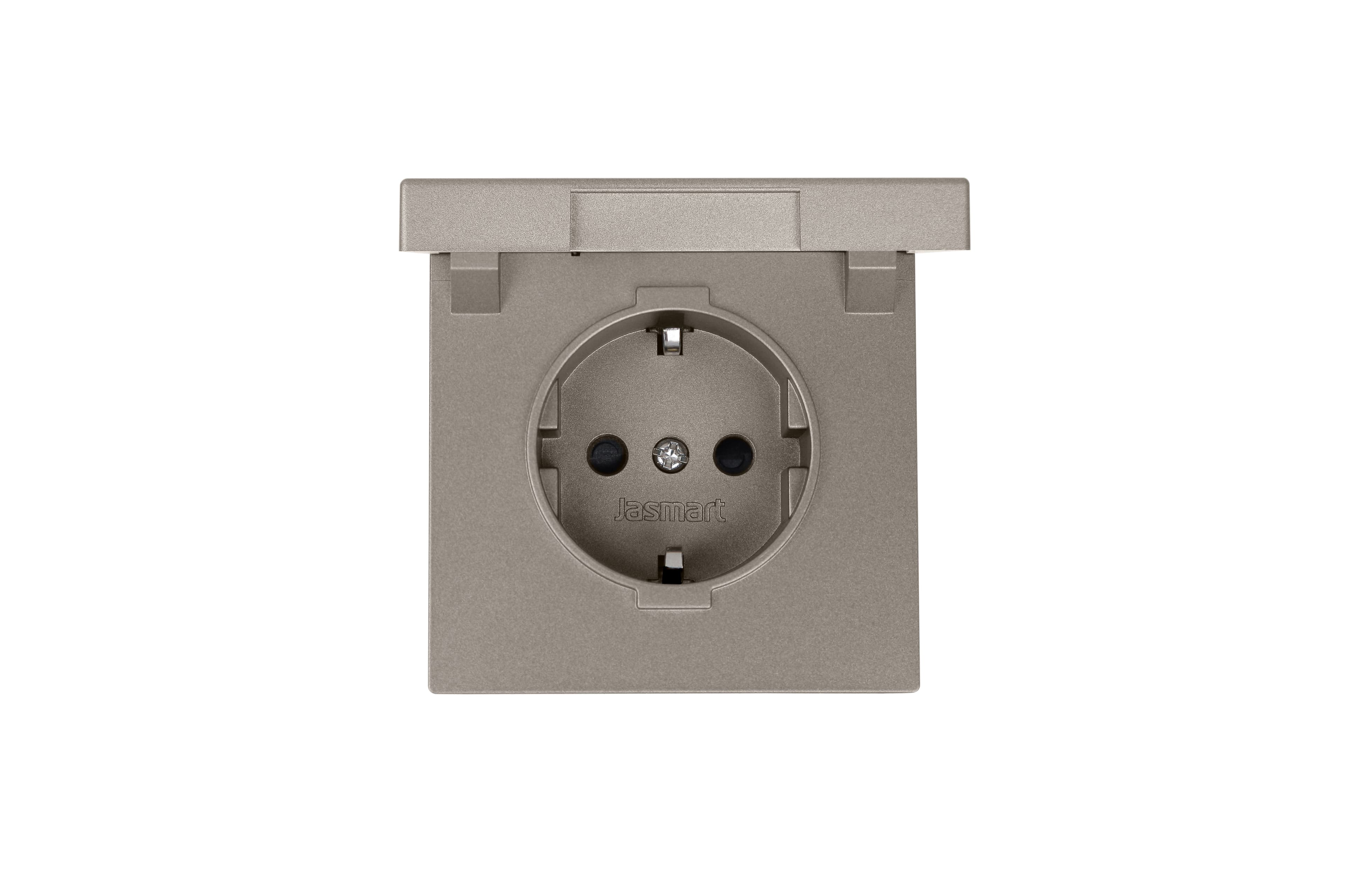 Jasmart FD Бронза Розетка с/з со шторками с крышкой 16A 250V~