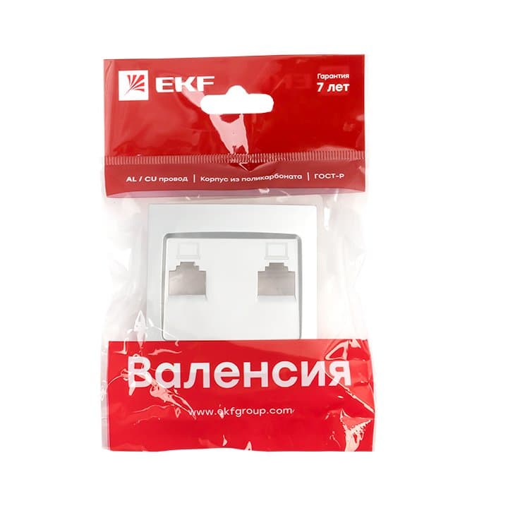 EKF PROxima Валенсия лицевая панель розетки RJ-45 2-местная сталь — миниатюра 3
