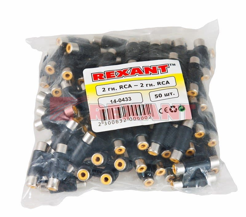ПереходНИК 2 гнезда RCA - 2 гнезда RCA (бинокль) Rexant 14-0433 — миниатюра 3