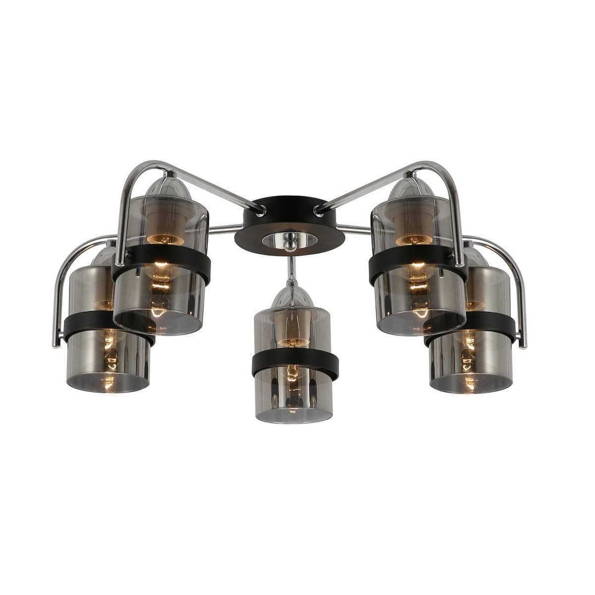 Evoluce SLE102002-05 Светильник потолочный Черный, Хром/Дымчатый E27 5*40W — миниатюра 1