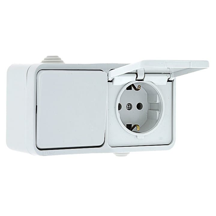 EKF PROxima Блок розетка-розетка 16А с/з с крышкой IP44 белая Прага EKRR16-050-10-440 — миниатюра 2