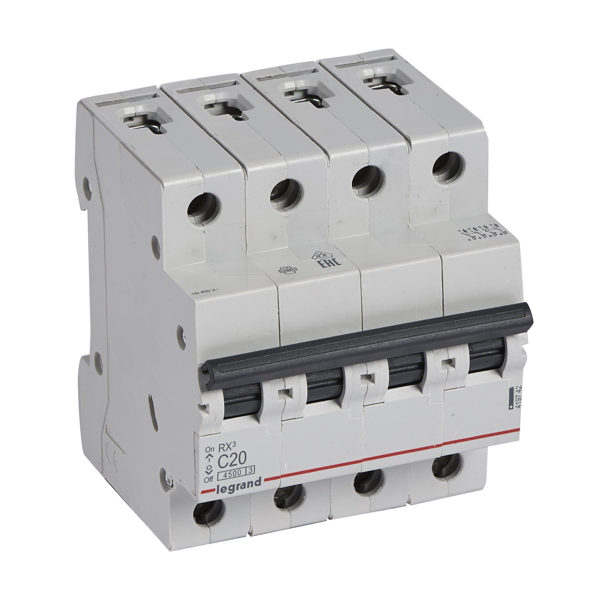 Legrand RX3 Автоматический выключатель 4P 20А (C) 4,5kA 419742