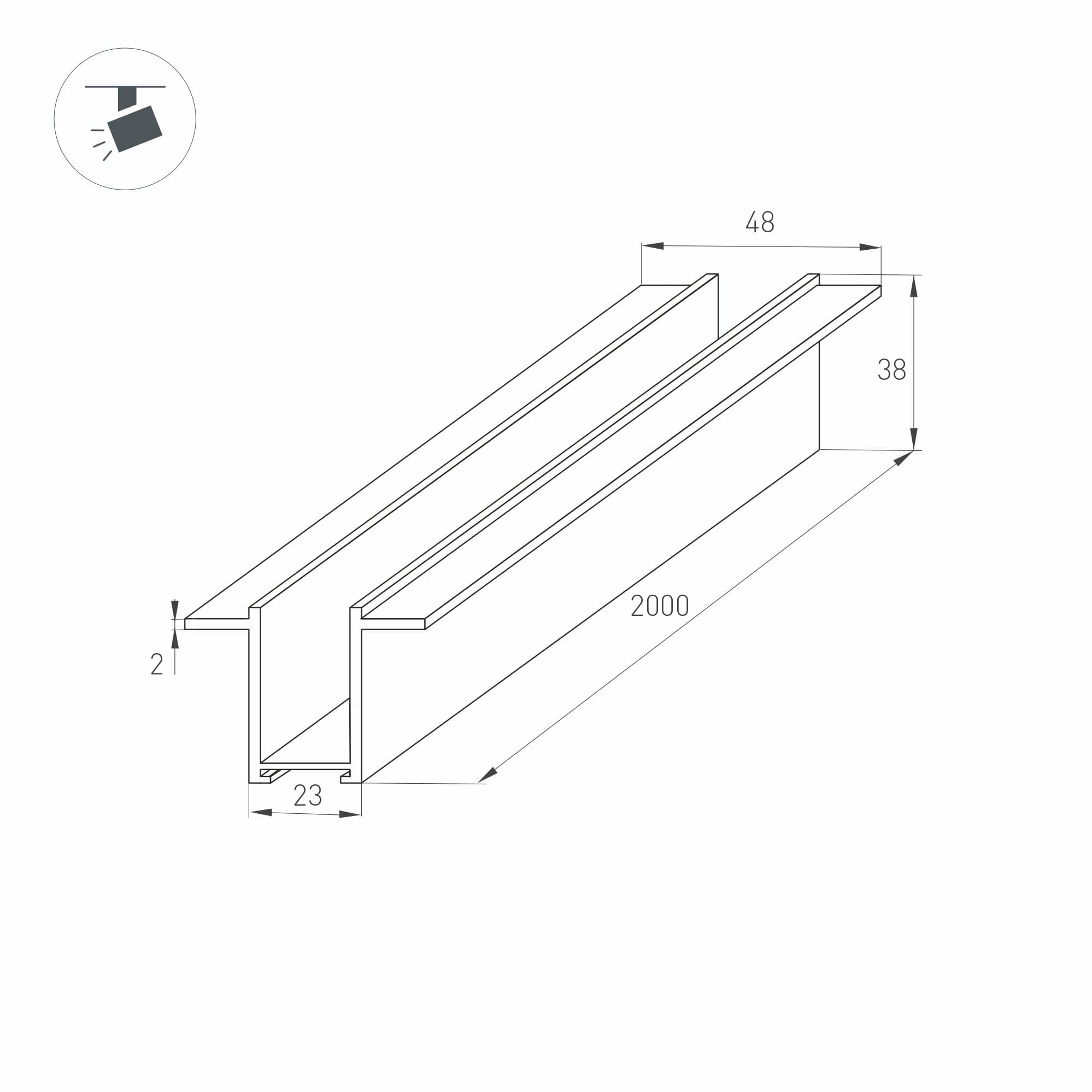 Arlight Трек встраиваемый MAG-TRACK-2538-F-2000 (BK) (IP20 Металл, 3 года) 033244 — миниатюра 3