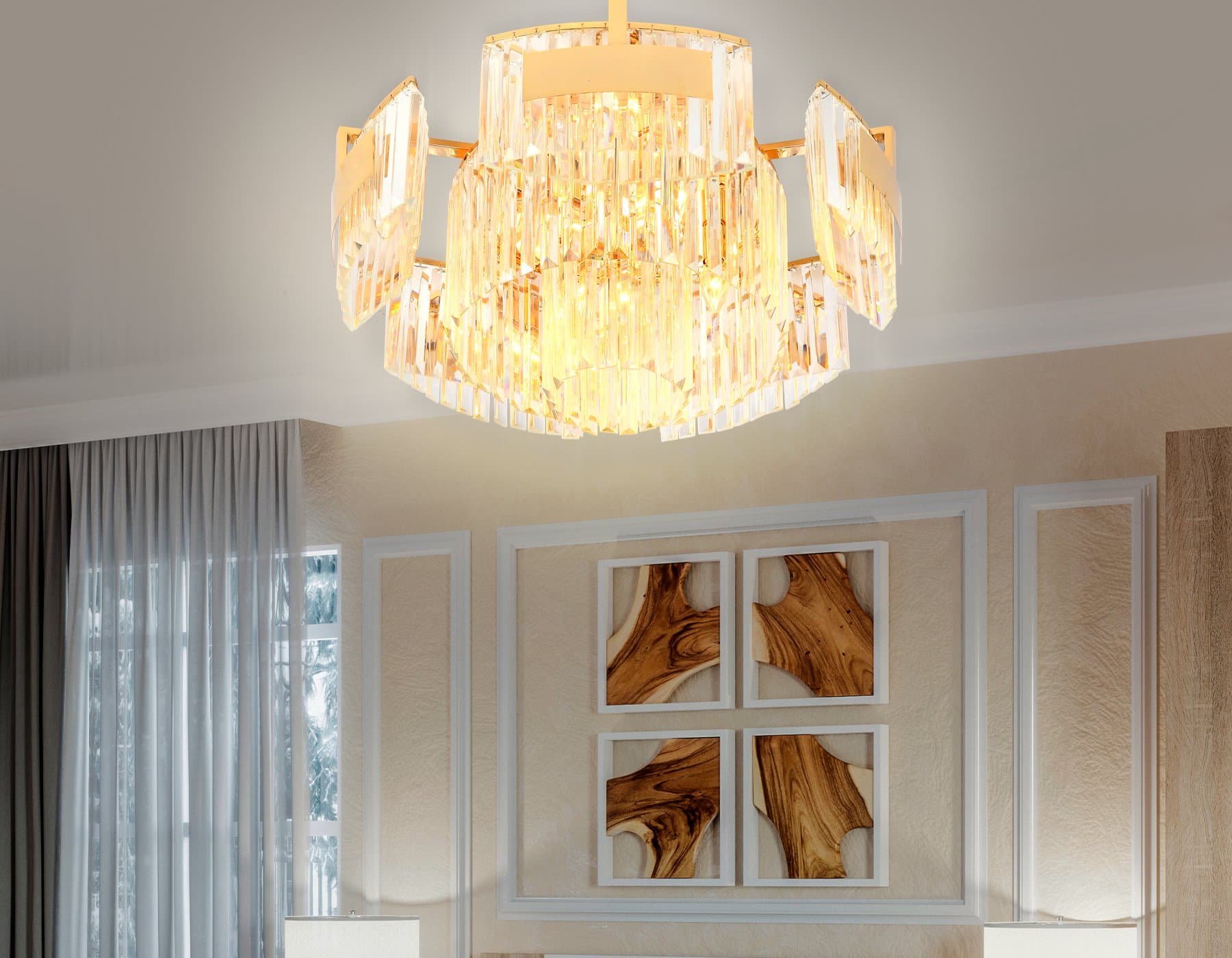 Ambrella Потолочная люстра TR5093/10 GD/CL золото/прозрачный E14/10 max 40W D680*320 — миниатюра 3