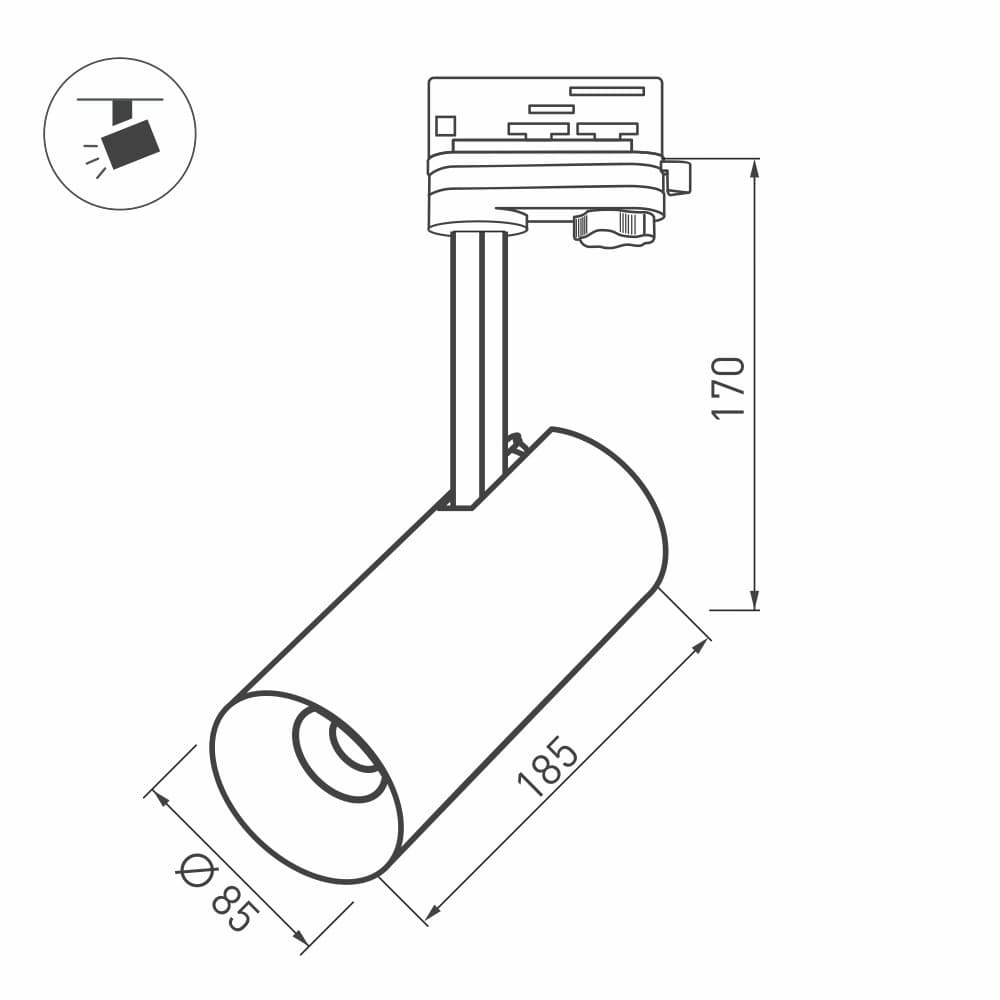 Arlight Корпус SP-POLO-TRACK-4TR-LEG-R85 (BK, 1-3, 350mA) (IP20 Металл, 3 года) 024726 — миниатюра 5