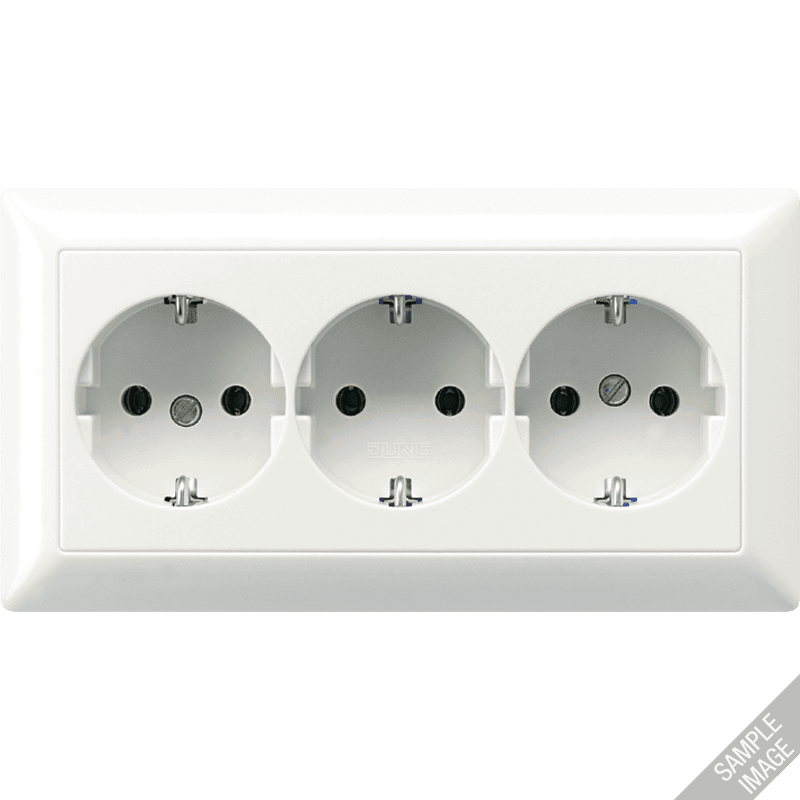 JUNG Штепсельная розетка SCHUKO 16A 250V~ тройная, полная плата слоновая кость AS523